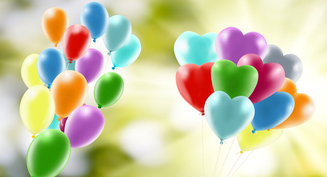 image of festive balloons on a green background