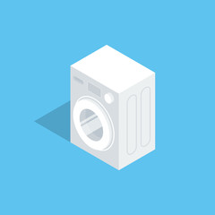 Automatic washing machine. Vector illustration of isometric isolated icon. Clean flat style. Household appliances.