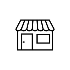 Market shop line icon. Kiosk, store, retail graphic pictograph, logo isolated on white background