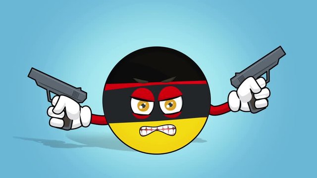Cartoon Icon Flag Federal Republic of Germany Bandit Gangster with Face Animation