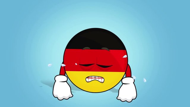 Cartoon Icon Flag Federal Republic of Germany Cry with Face Animation