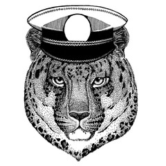 Jaguar, leopard, panther Hand drawn picture for tattoo, emblem, badge, logo, patch, t-shirt