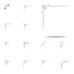 Vintage corner, swirls, filigree ornate frames, design elements icon. Corner border icons universal set for web and mobile