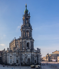Fototapeta na wymiar Hofkirche - Catholic court church. Dresden Catholic Diocese Cathedral in Dresden, Germany