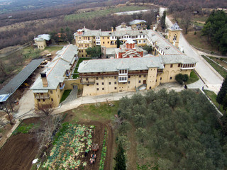 Obraz premium Holy monastery of St. John the Baptist in Akritochori, Serres, Greece. It is built in the architectural standards of Byzantine monasteries