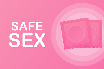 Condoms Package. Safe Love. Concept safe sex, healthy lifestyle. Contraception. Vector illustration.