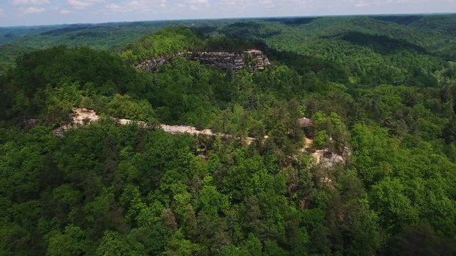 Aerial, rock formation in Natural Bridge Park, Kentucky