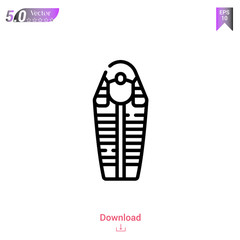 Outline sarcophagus icon isolated on white background. Line pictogram. Graphic design, mobile application, old Egypt icons, logo, user interface. Editable stroke. EPS10 format vector illustration