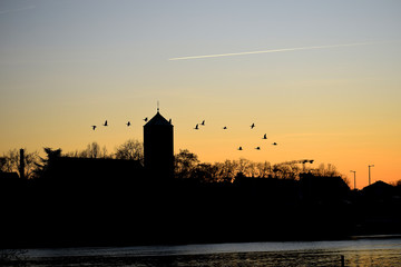 Sonnenuntergang im Fr&uuml;hling
