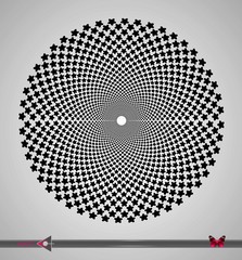 Repeating circular black and white pattern. Round background for design.