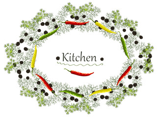 Kitchen spices. Kitchen collage