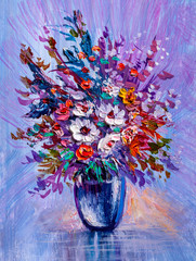 Bouquet of wild flowers. Impressionist style. - obrazy, fototapety, plakaty