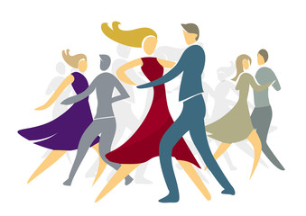 Obraz na płótnie Canvas Ballroom Dancing Couples. Colorful illustration with dancing couples.Isolated on white background. Vector available.