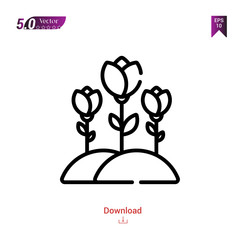 Outline tulips  icon isolated on white background. Line pictogram. Graphic design, mobile application, logo, user interface. Editable stroke. EPS10 format vector illustration