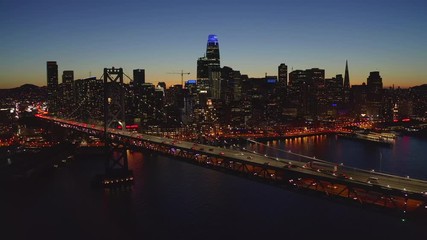San Francisco aerial downtown skyline buildings drone