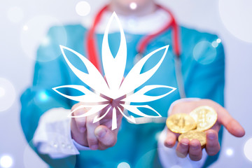 Cannabis health care concept. CBD analgesic insurance medical cure.