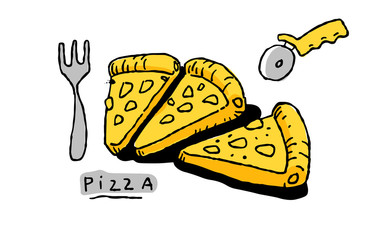 Pizza time. yellow and black vector