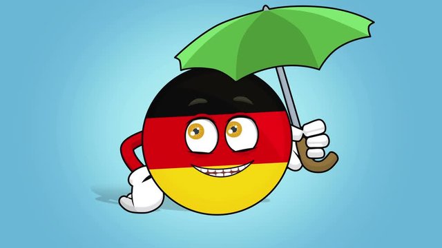 Cartoon Icon Flag Federal Republic of Germany Under Umbrella with Face Animation
