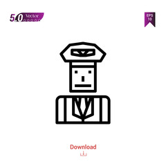 Outline pilot icon isolated on white background. Line pictogram. Graphic design, mobile application, logo, user interface. Editable stroke. EPS10 format vector illustration