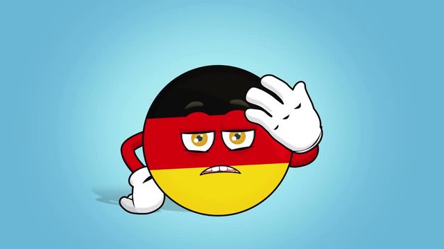 Cartoon Icon Flag Federal Republic of Germany Unhappy Upset with Face Animation