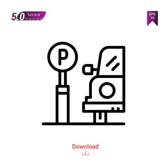 Outline parking-car icon isolated on white background. Line pictogram. Graphic design, mobile application, logo, user interface. Editable stroke. EPS10 format vector illustration