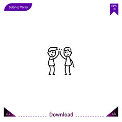 Outline high-five icon isolated on white background. Line pictogram. Graphic design, mobile application. Editable stroke. EPS10 format vector illustration