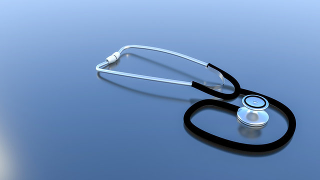 Stethoscope on table. Healthcare. 3 render