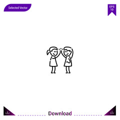 Outline high-five icon isolated on white background. Line pictogram. Graphic design, mobile application. Editable stroke. EPS10 format vector illustration