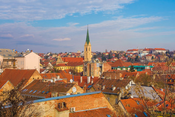 The skyline of the Croatian capital Zagreb, including Zagreb Cathedral