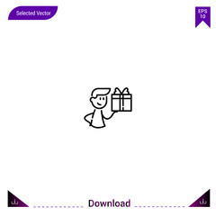Outline gift icon isolated on white background. Line pictogram. Graphic design, mobile application. Editable stroke. EPS10 format vector illustration