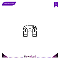 Outline gamepad icon isolated on white background. Line pictogram. Graphic design, mobile application. Editable stroke. EPS10 format vector illustration