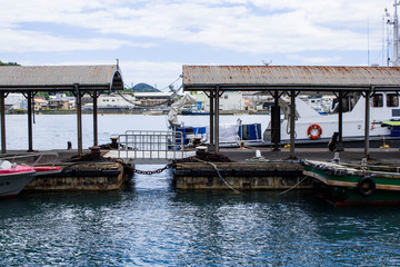 Fototapeta na wymiar The image of old boat dock in Miyajima (Hatsukaichi shi), Hiroshima, Japan. 
