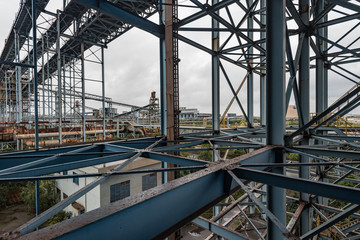 Steel framework at abandoned factory