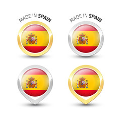 Fototapeta premium Made in Spain - Round labels with flags