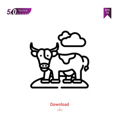 Outline cow  icon isolated on white background. Line pictogram. Graphic design, mobile application, logo, user interface. Editable stroke. EPS10 format vector illustration
