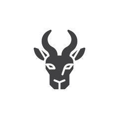 Antelope head vector icon. filled flat sign for mobile concept and web design. antelope animal glyph icon. Wild animals symbol, logo illustration. Pixel perfect vector graphics