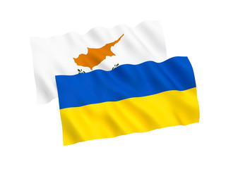 Flags of Ukraine and Cyprus on a white background