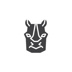 Rhino head vector icon. filled flat sign for mobile concept and web design. Rhinoceros animal glyph icon. Wild animals symbol, logo illustration. Pixel perfect vector graphics