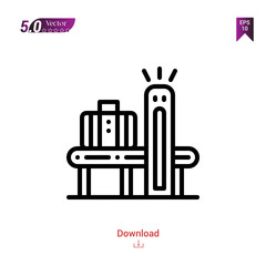 Outline conveyor icon isolated on white background. Line pictogram. Graphic design, mobile application, logo, user interface. Editable stroke. EPS10 format vector illustration