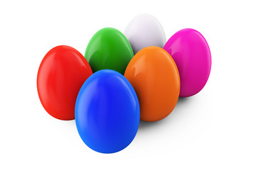 Colorful Easter eggs. 3d render illustration
