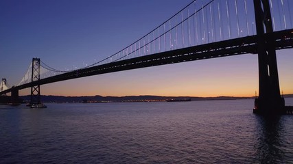San Francisco Bay Bridge aerial morning sunrise