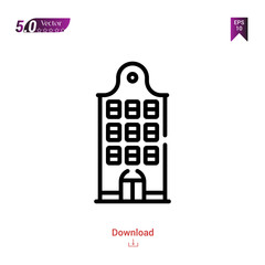 Outline building  icon isolated on white background. Line pictogram. Graphic design, mobile application, logo, user interface. Editable stroke. EPS10 format vector illustration