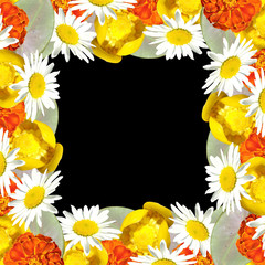 Obraz premium Beautiful floral background of water lilies, daisies and carnations 