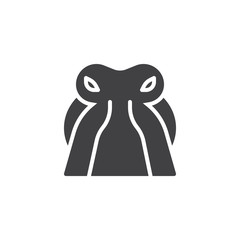 Octopus head vector icon. filled flat sign for mobile concept and web design. Squid animal glyph icon. Marine animals symbol, logo illustration. Pixel perfect vector graphics