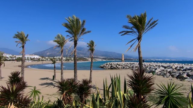 The beach in Puerto Banus, Spain