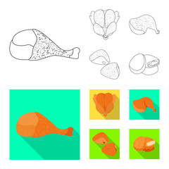 Isolated object of product and poultry icon. Collection of product and agriculture    stock vector illustration.