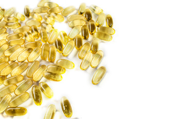 Fish oil capsules packed with omega 3 6 9 healthy lifestyle copy space