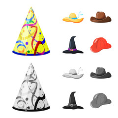 Vector illustration of clothing and cap symbol. Set of clothing and beret stock symbol for web.