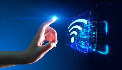 Wi Fi wireless concept. Free WiFi network signal technology internet concept