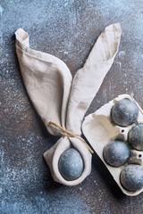 Spring Easter Table setting. Top view.